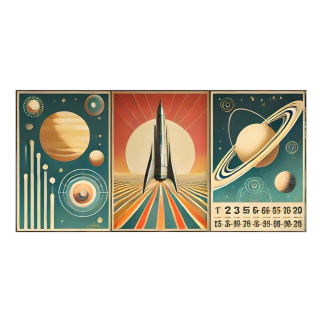 Space Age Art Space Time Calendar  Photo Print (Front)