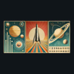 Space Age Art Space Time Calendar Poster<br><div class="desc">Welcome to my Mid Century Fantasy World! Designs in this store are born of growing up in a Mid Century home complete with Martini loving parents.  Break out the cocktails.  Merging fact with fantasy within Mid Century Modern,  Jazz,  Retro Futuristic,  Atomic and Space Age Designs.</div>