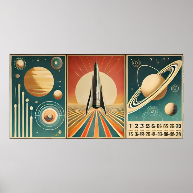 Space Age Art Space Time Calendar Poster (Front)