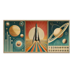 Space Age Art Space Time Calendar Poster