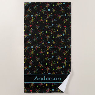 Space Age Atomic Retro Dot Custom Colors Beach Towel