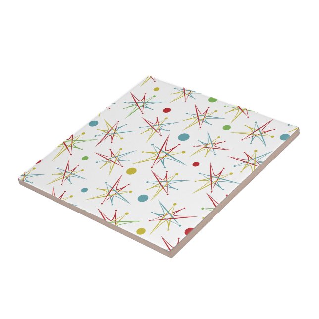 Space Age Atomic Retro Dot Custom Colors Ceramic Tile (Side)