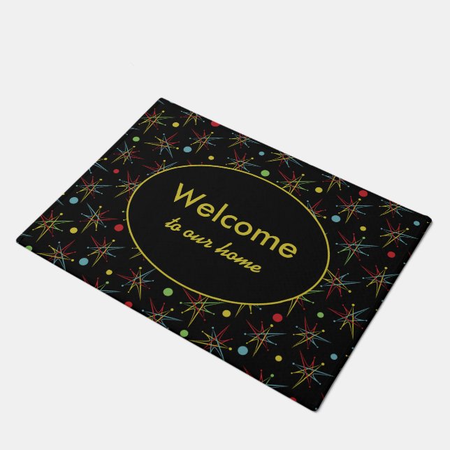 Space Age Atomic Retro Dot Custom Colors Doormat (Angled)