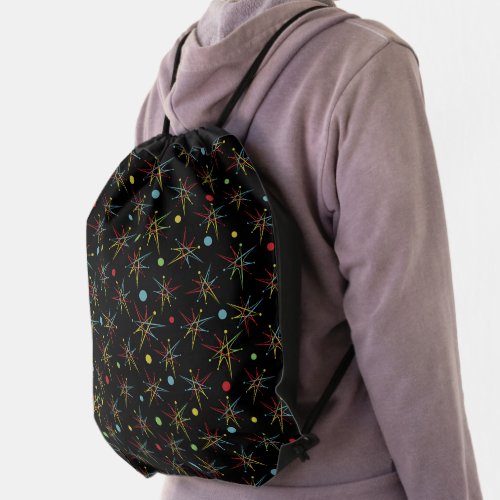 Space Age Atomic Retro Dot Custom Colors Drawstring Bag