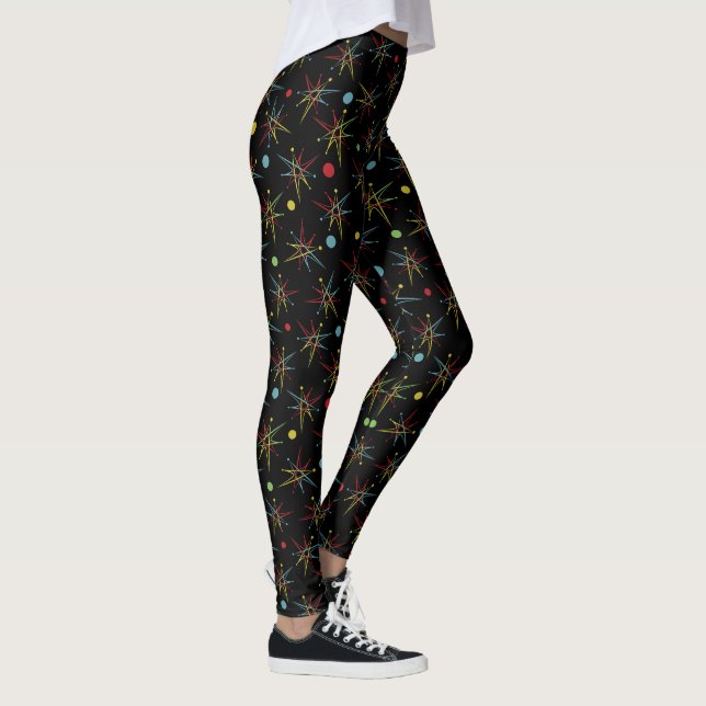 Space Age Atomic Retro Dot Custom Colors Leggings (Right)