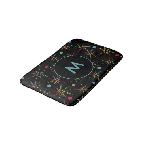 Space Age Atomic Retro Dot Custom Colors Monogram Bath Mat