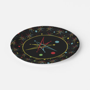Space Age Atomic Retro Dot Custom Colors Paper Plates
