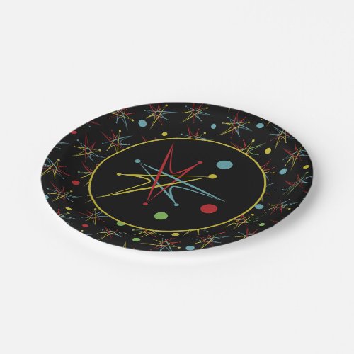 Space Age Atomic Retro Dot Custom Colors Paper Plates