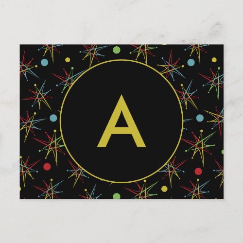 Space Age Atomic Retro Dot Custom Colors Postcard