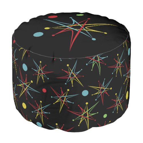 Space Age Atomic Retro Dot Custom Colors Pouf