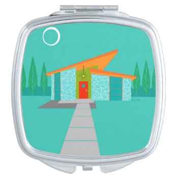 Space Age Cartoon Compact Mirror by StrangeLittleOnion at Zazzle