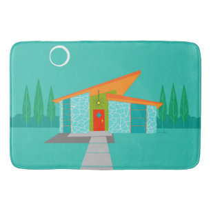 Space Age Cartoon House Bath Mat