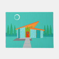 Space Age Cartoon House Door Mat