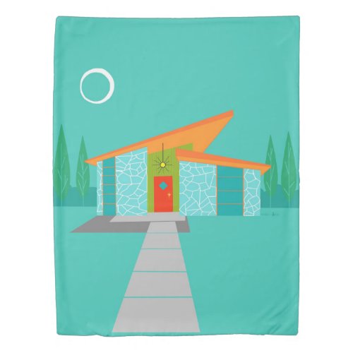 Space Age Cartoon House Duvet Cover