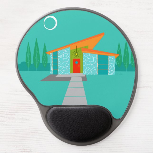 Space Age Cartoon House Gel Mousepad (Front)