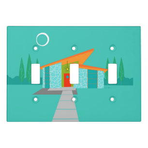 Space Age Cartoon House Light Switch Cover