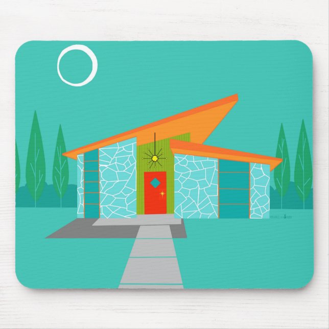 Space Age Cartoon House Mouse Pad (Front)