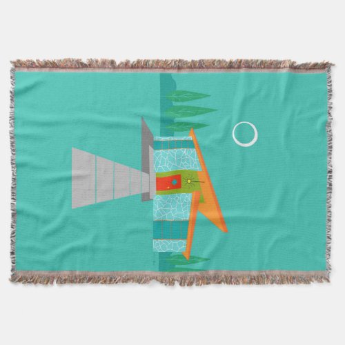 Space Age Cartoon House Throw Blanket