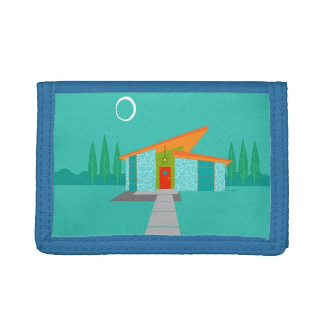 Space Age Cartoon House TriFold Nylon Wallet (Front)