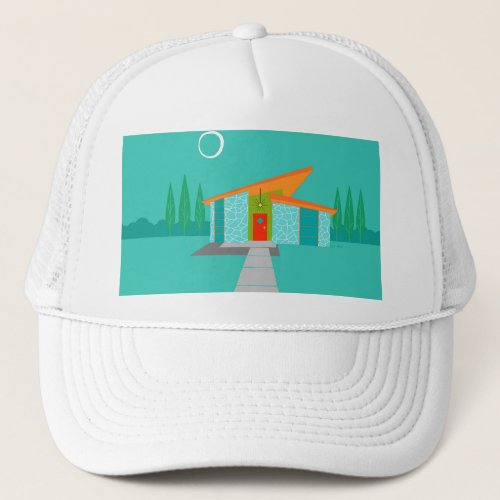 Space Age Cartoon House Trucker Hat