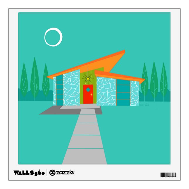 Space Age Cartoon House Wall Decal (Front)