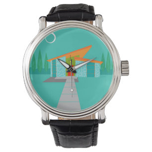 Space Age Cartoon Leather Watch