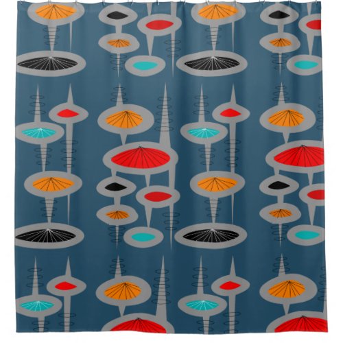 Space Age Colorful  Shower Curtain