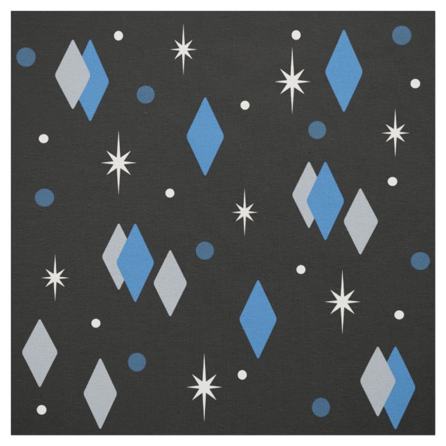 Space Age Diamonds Blue Black Gray Fabric (Swatch)