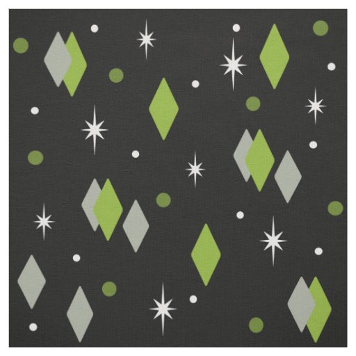 Space Age Diamonds Chartreuse Black Fabric
