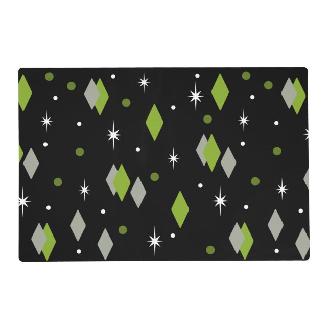 Space Age Diamonds Chartreuse Black Placemat (Front)