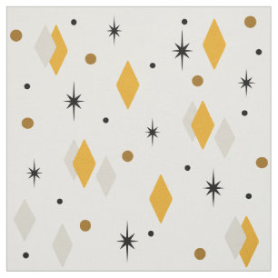Space Age Diamonds Orange Gray White Fabric