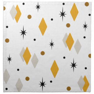 Space Age Diamonds Orange White Cloth Napkin