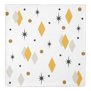 Space Age Diamonds Orange White Duvet Cover