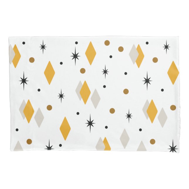 Space Age Diamonds Orange White Pillow Case (Front)