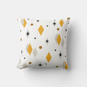 Space Age Diamonds Orange White Throw Pillow