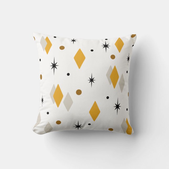 Space Age Diamonds Orange White Throw Pillow (Front)