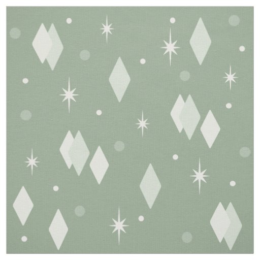 Space Age Diamonds Sage Green Fabric