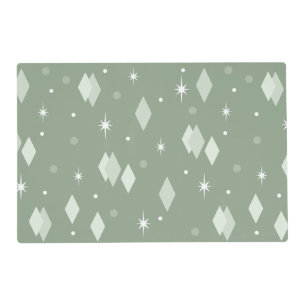 Space Age Diamonds Sage Green Placemat