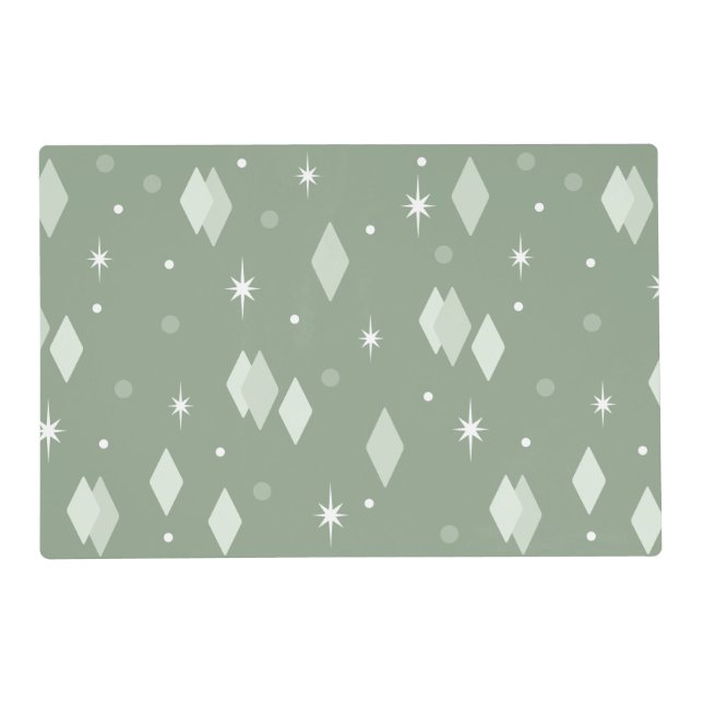 Space Age Diamonds Sage Green Placemat (Front)