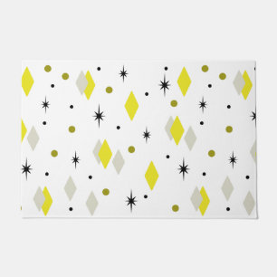 Space Age Diamonds Yellow Gray White Doormat
