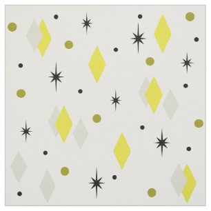 Space Age Diamonds Yellow Gray White Fabric