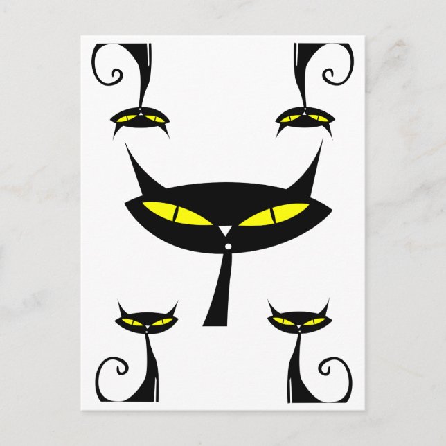 Space Age Eames Era Mid Century Modern Atomic Cat  Postcard (Front)