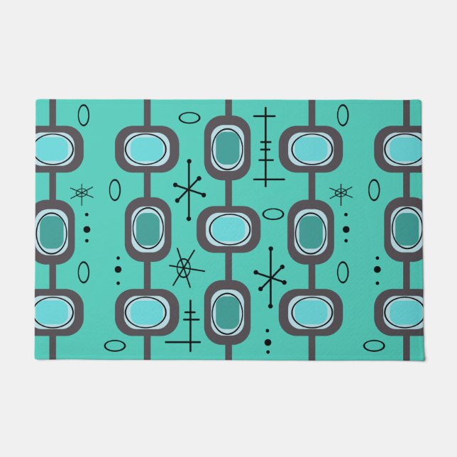 Space Age Geometric Art Aquamarine Doormat (Front)
