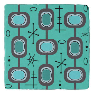 Space Age Geometric Art Aquamarine Trivet