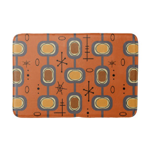 Space Age Geometric Art Burnt Orange Bath Mat