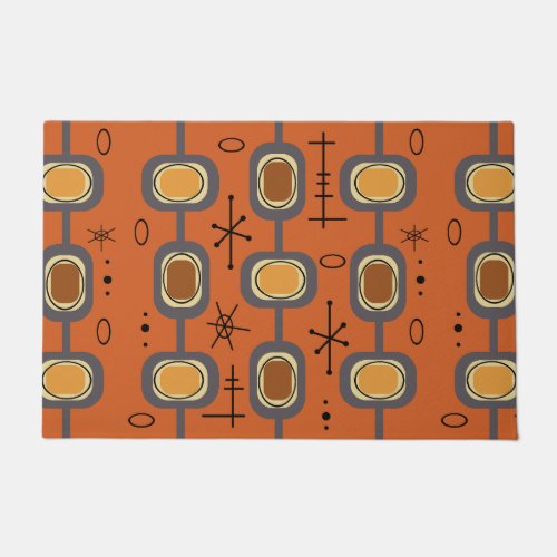 Space Age Geometric Art Burnt Orange Doormat