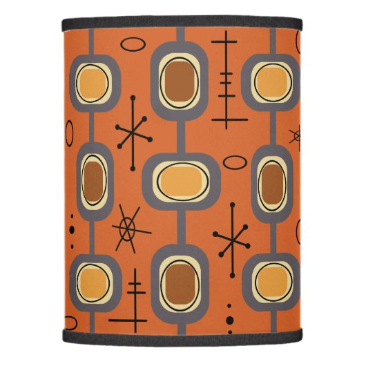Space Age Geometric Art Burnt Orange Lamp Shade (Front)