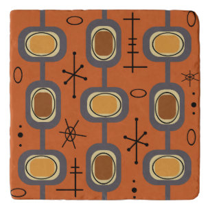 Space Age Geometric Art Burnt Orange Trivet