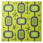Space Age Geometric Art Chartreuse Green Ceramic Tile