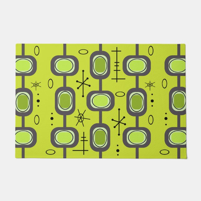Space Age Geometric Art Chartreuse Green Doormat (Front)